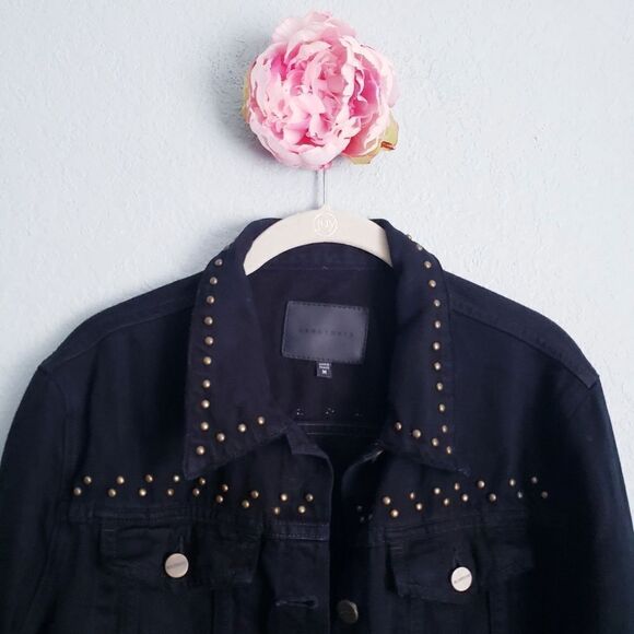 Sanctuary Black Studded Denim Jacket - Picture 2 of 8